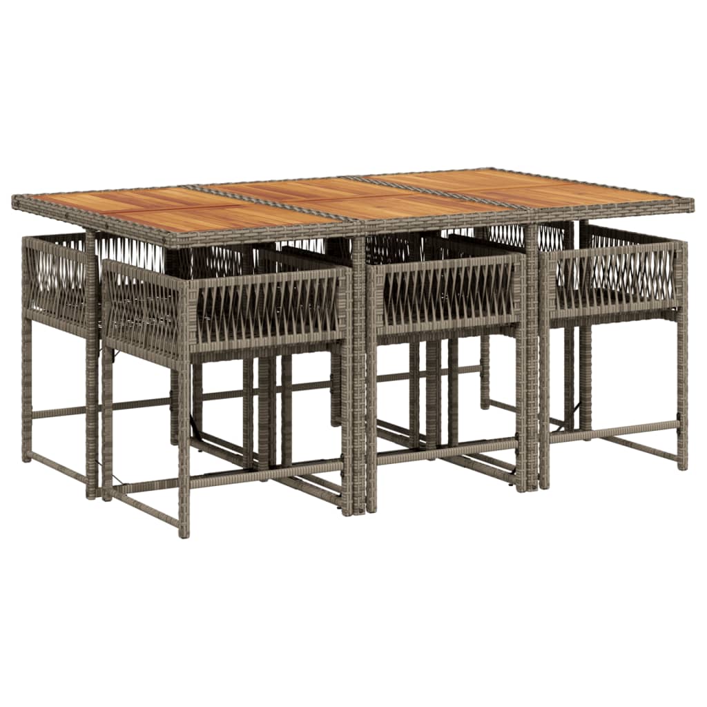 7-delige Tuinset met kussens poly rattan grijs
