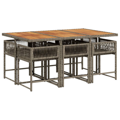 7-delige Tuinset met kussens poly rattan grijs