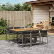 Tuinset 7-delig poly rattan grijs met kussens