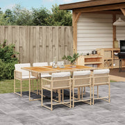 Tuinset 7-delig poly rattan beige met kussens