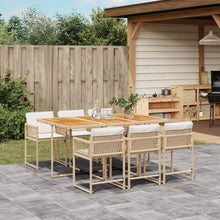 7-delige Tuinset met kussens poly rattan beige