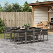 Tuinset 9-delig poly rattan grijs
