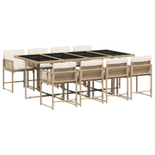 9-delige Tuinset met kussens poly rattan beige