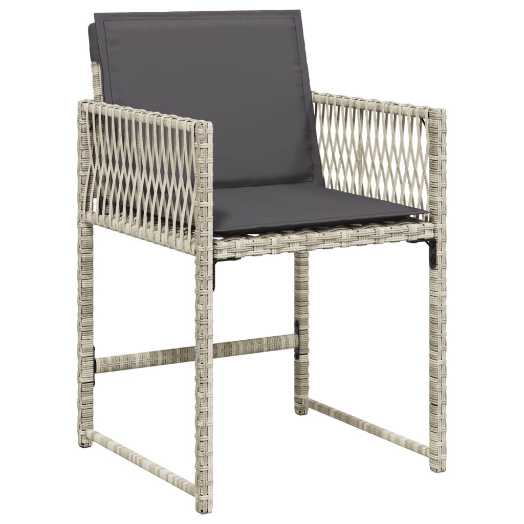 9-delige Tuinset met kussens poly rattan lichtgrijs