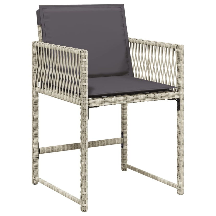 9-delige Tuinset met kussens poly rattan lichtgrijs