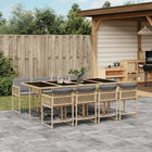 9-delige Tuinset met kussens poly rattan gemengd beige