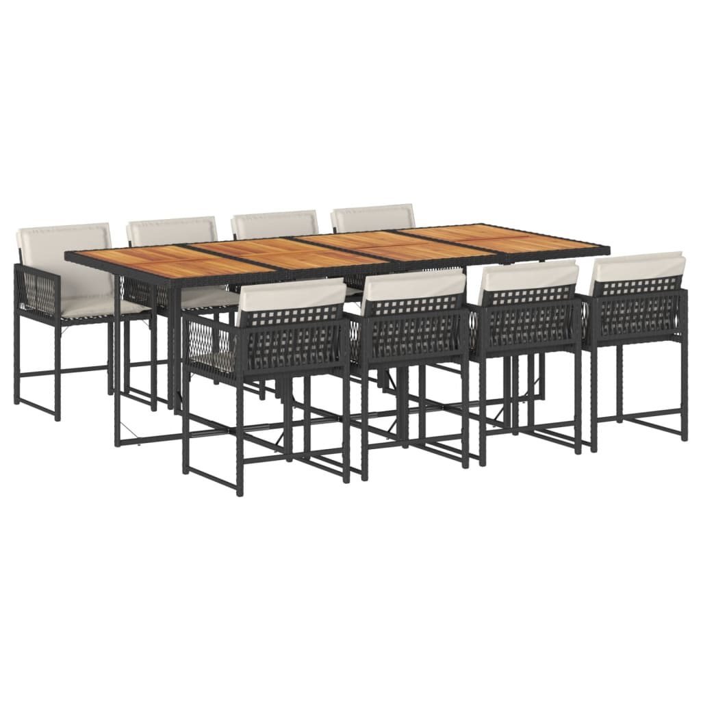 9-delige Tuinset poly rattan zwart