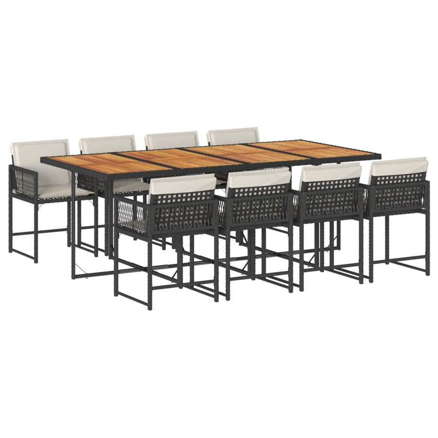 9-delige Tuinset poly rattan zwart