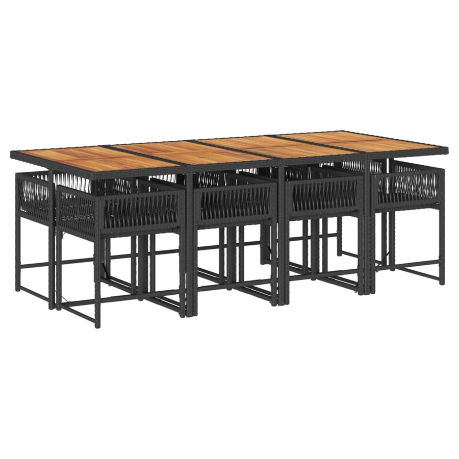 9-delige Tuinset poly rattan zwart