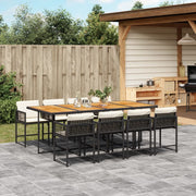 9-piece Garden furniture set poly rattan black