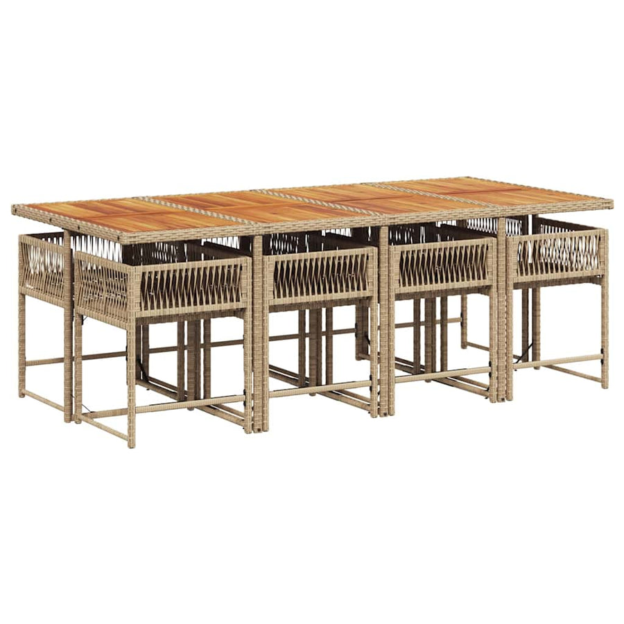 9-delige Tuinset met kussens poly rattan beige