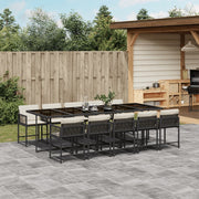 Tuinset 11-delig poly rattan zwart met kussens