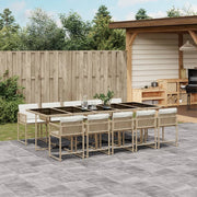 Tuinset 11-delig poly rattan beige met kussens
