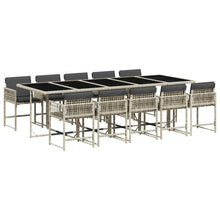 11-delige Tuinset met kussens poly rattan lichtgrijs