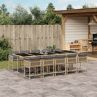 11-delige Tuinset met kussens poly rattan gemengd beige