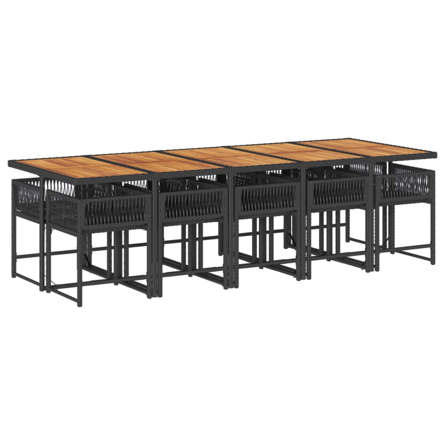 11-delige Tuinset met kussens poly rattan zwart