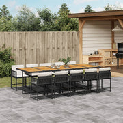 Tuinset 11-delig poly rattan zwart met kussens