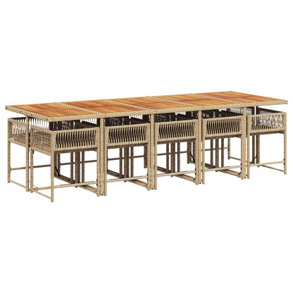 11-delige Tuinset met kussens poly rattan beige
