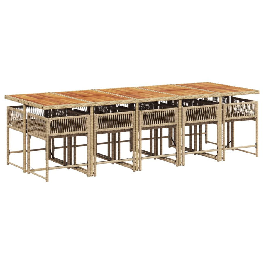 11-delige Tuinset met kussens poly rattan beige