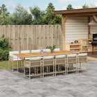 11-delige Tuinset met kussens poly rattan beige