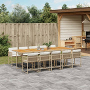 Tuinset 11-delig poly rattan beige met kussens