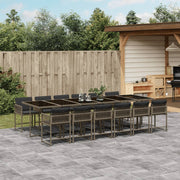 Tuinset 13-delig poly rattan grijs met kussens