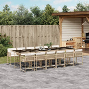 Tuinset 13-delig poly rattan beige met kussens