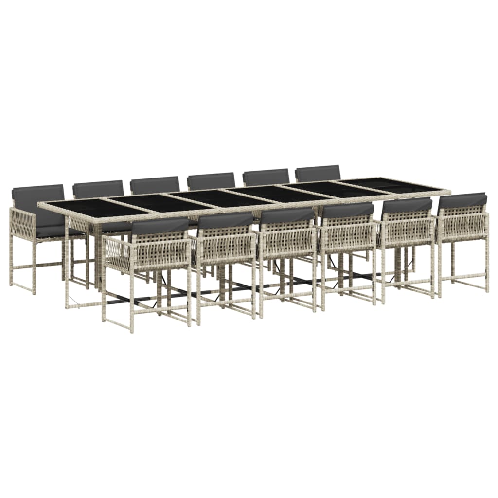 13-delige Tuinset met kussens poly rattan lichtgrijs