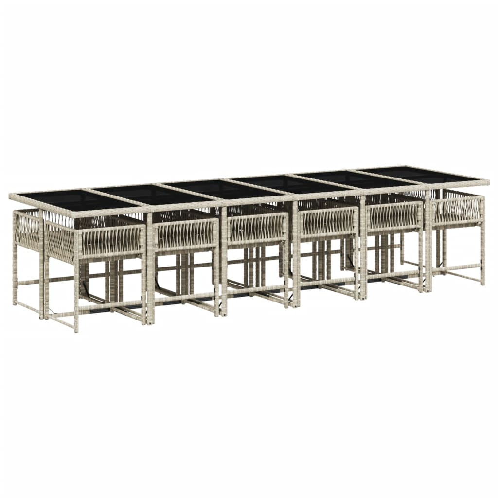 13-delige Tuinset met kussens poly rattan lichtgrijs