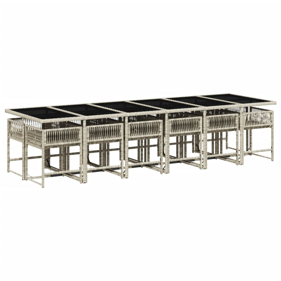 13-delige Tuinset met kussens poly rattan lichtgrijs