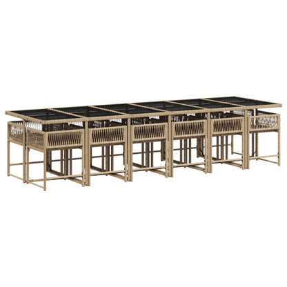13-delige Tuinset met kussens poly rattan gemengd beige