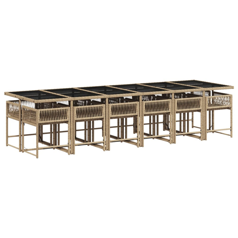 13-delige Tuinset met kussens poly rattan gemengd beige
