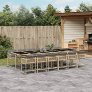 Tuinset 13-delig poly rattan beige met kussens