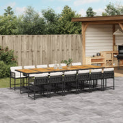 Tuinset 13-delig poly rattan zwart acaciahout