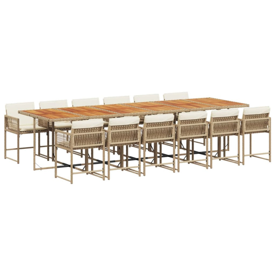 13-delige Tuinset met kussens poly rattan beige
