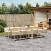 Tuinset 13-delig poly rattan beige hout