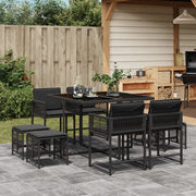 Tuinset 9-delig poly rattan zwart