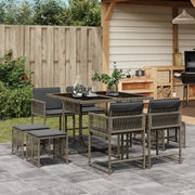 Tuinset 9-delig poly rattan grijs