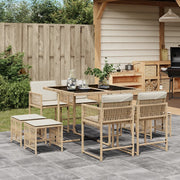 Tuinset 9-delig poly rattan beige