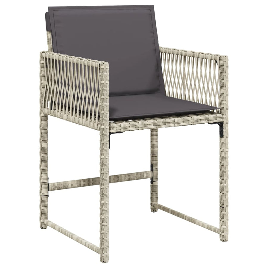 9-delige Tuinset met kussens poly rattan lichtgrijs