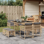 9-delige Tuinset met kussens poly rattan gemengd beige