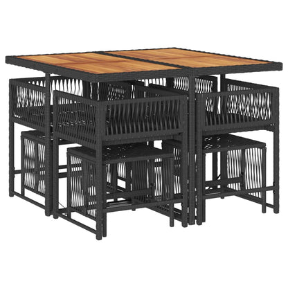 9-delige Tuinset poly rattan zwart