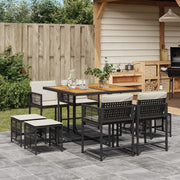 Tuinset poly rattan 9-delig zwart