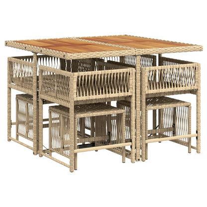 9-delige Tuinset met kussens poly rattan beige