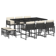 11-delige Tuinset met kussens poly rattan zwart