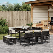 Tuinset 11-delig poly rattan zwart met kussens