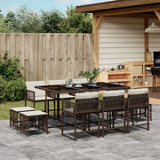 Tuinset 11-delig poly rattan bruin met kussens