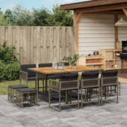 Tuinset 11-delig poly rattan grijs met kussens