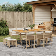 Tuinset 11-delig poly rattan beige acaciahout