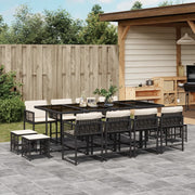 Tuinset 13-delig poly rattan zwart met kussens